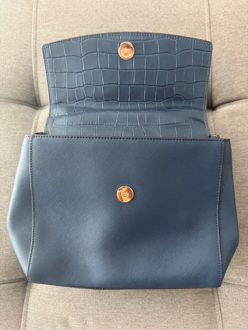 MICHAEL KORS Karla Top Handle Leather Satchel Purse Blue